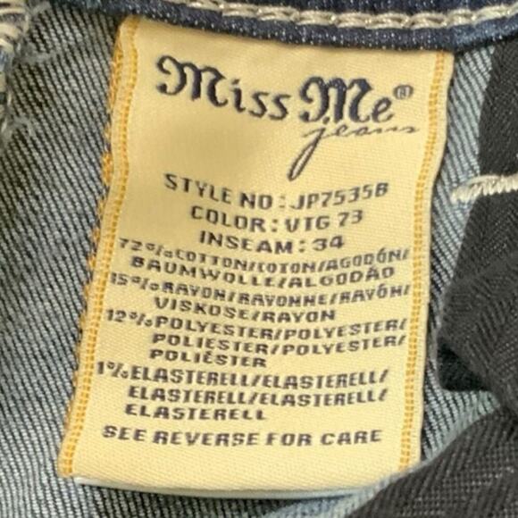 Miss Me Signature Jeans Women Size 28 Bootcut Pockets Rhinestones Whiskers Denim - Picture 12 of 12